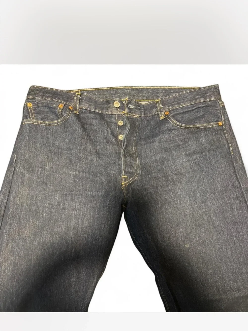 Levi's Men's Dark Indigo Straight Jeans with Yellow Stitching